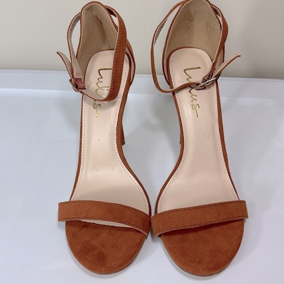 Lulus Elsi Rust Suede Single Strap Heels 10 - Picture 2 of 6